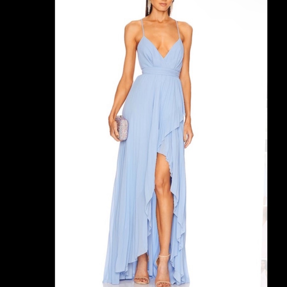 Michael Costello Ale Dress Formal Gown in Light Blue Size XL.